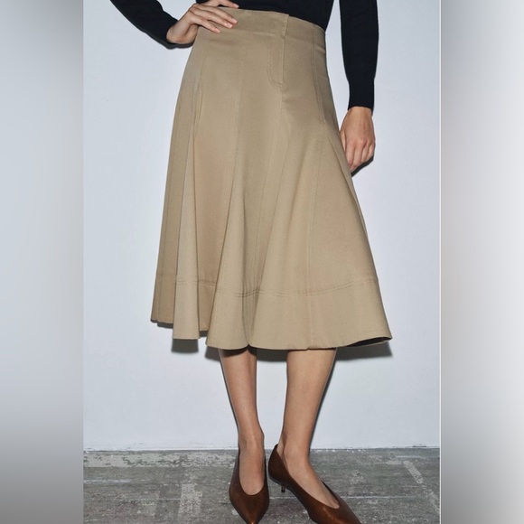 ZARA Tan A-Line TRENCH Skirt - Picture 4 of 9